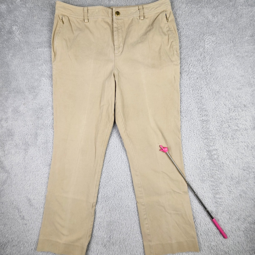 Lauren Ralph Lauren Chino Pants Women 14 Tan Beige Stretch Straight Leg - Picture 3 of 13